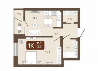 Продаю 1-комнатную квартиру, 39.7 м2, Кемеровская область