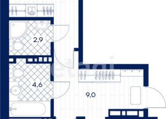 2-ком. квартира на продажу, 72.6 м2, Тюмень, Калининский округ, Пышминская улица, 216А