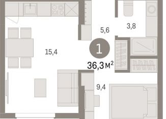 Продается 1-комнатная квартира, 36.3 м2, Свердловская область