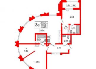 Продажа двухкомнатной квартиры, 85.3 м2, Санкт-Петербург, Алтайская улица, 37, муниципальный округ Звёздное