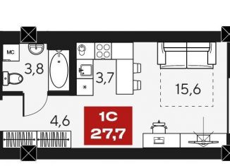 Продается квартира студия, 27.7 м2, Новосибирск, метро Речной вокзал