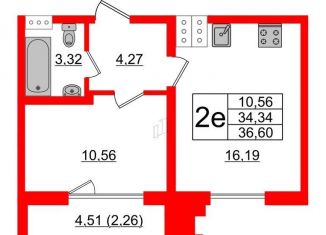 Продам однокомнатную квартиру, 36.6 м2, Санкт-Петербург, метро Парк Победы, Алтайская улица, 37