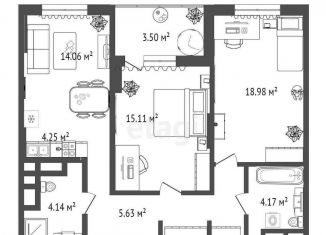 Продажа 3-комнатной квартиры, 65.7 м2, Тюмень, ЖК Набережный Квартал