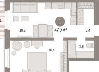 Продается 1-комнатная квартира, 47.8 м2, Свердловская область