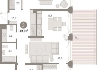 Продаю 3-ком. квартиру, 119.1 м2, Новосибирск