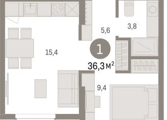 Продам 1-комнатную квартиру, 36.3 м2, Свердловская область