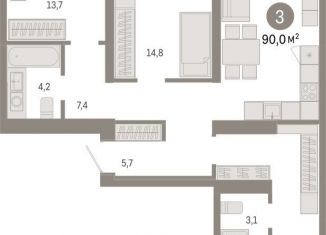 Продам трехкомнатную квартиру, 90 м2, Новосибирская область