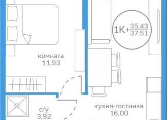 Продам однокомнатную квартиру, 35.4 м2, Тюмень, Калининский округ, Краснооктябрьская улица, 16к1