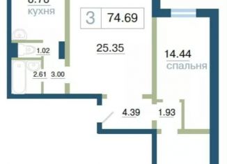 3-ком. квартира на продажу, 74.7 м2, Красноярск, улица Елены Стасовой, 48А