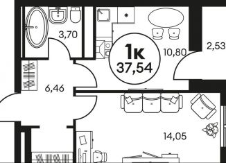 Продаю однокомнатную квартиру, 37.5 м2, Ростовская область