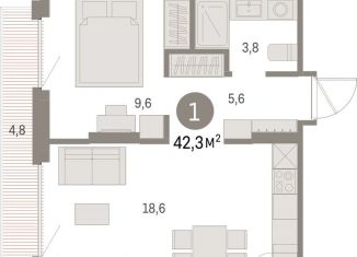 Продам 1-ком. квартиру, 42.3 м2, Свердловская область