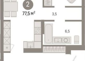 Продается 2-комнатная квартира, 77.5 м2, рабочий посёлок Краснообск, Центральная улица, 10/3