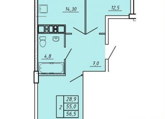 2-комнатная квартира на продажу, 56.5 м2, Иваново, Ленинский район