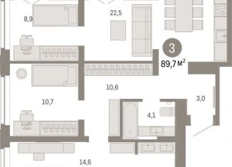 Продажа трехкомнатной квартиры, 89.7 м2, Тюменская область