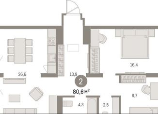 Продажа 2-комнатной квартиры, 80.6 м2, Свердловская область