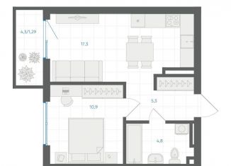 Продается 1-комнатная квартира, 39.6 м2, Челябинск, Калининский район