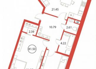 Продажа 2-ком. квартиры, 81.5 м2, Санкт-Петербург, Плесецкая улица, 4, ЖК Ариосто