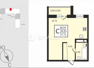 Продам квартиру студию, 36.7 м2, посёлок Заклязьменский