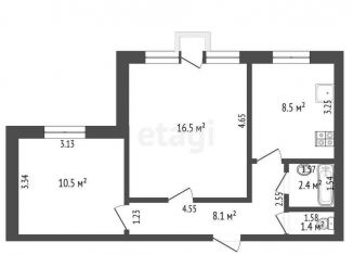 Продам 2-комнатную квартиру, 47 м2, Борисоглебск, Аэродромная улица, 32