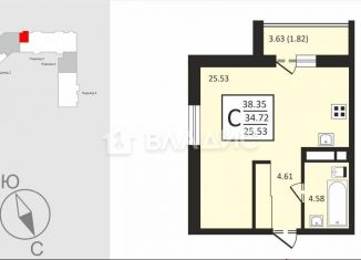 Продам квартиру студию, 36.5 м2, посёлок Заклязьменский