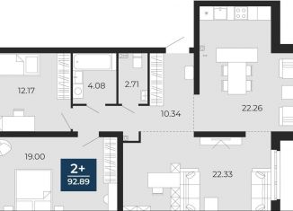 Продам 2-комнатную квартиру, 92.9 м2, деревня Патрушева, улица Льва Толстого, 17, ЖК Никольский