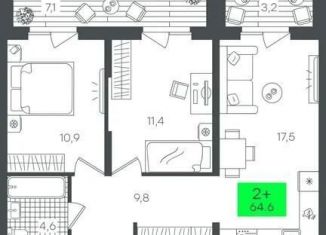 2-комнатная квартира на продажу, 64.7 м2, Тюменская область