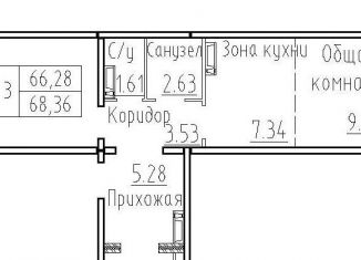 Продаю 3-ком. квартиру, 68.4 м2, посёлок Элитный, Венская улица, 12