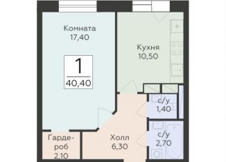 Продается однокомнатная квартира, 40.4 м2, дачный посёлок Родники