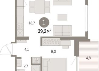 Продается однокомнатная квартира, 39.2 м2, Свердловская область