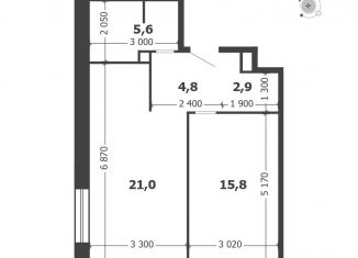 Продам 1-ком. квартиру, 50.1 м2, Москва, Даниловский район, 3-я очередь, к6