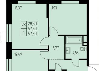 Продам 2-ком. квартиру, 57.5 м2, Ивантеевка, микрорайон Дружный, 14