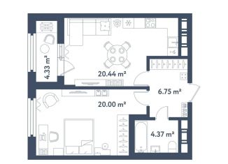 1-ком. квартира на продажу, 53.7 м2, Санкт-Петербург, Московский район