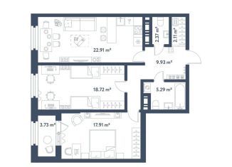 Продажа 2-комнатной квартиры, 81.1 м2, Санкт-Петербург, Московский район