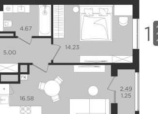 Продается 1-комнатная квартира, 40.5 м2, Калининград, Ленинградский район, улица Старшины Дадаева, 55