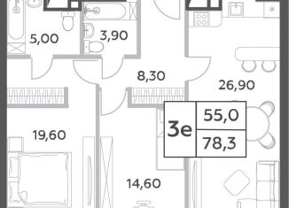 Продажа трехкомнатной квартиры, 78.3 м2, Москва, район Раменки, проспект Генерала Дорохова, вл1к1