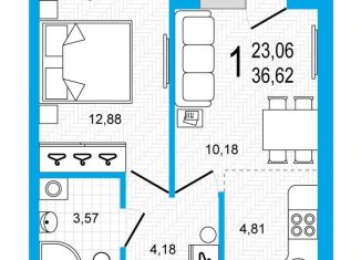 Продажа двухкомнатной квартиры, 36.6 м2, Уфа, Дёмский район