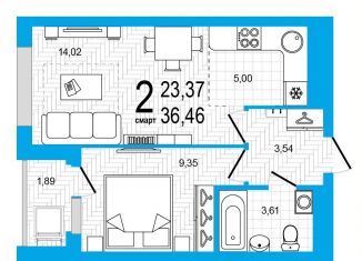 Продаю 2-ком. квартиру, 36.5 м2, Уфа, Дёмский район