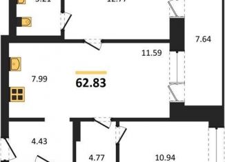 Продается 2-ком. квартира, 62.8 м2, Новосибирск, метро Заельцовская, Игарская улица, 40/2