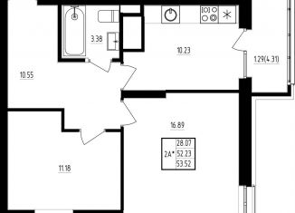 Продажа 2-ком. квартиры, 53.5 м2, Казань, Советский район, жилой комплекс Мечта, 5