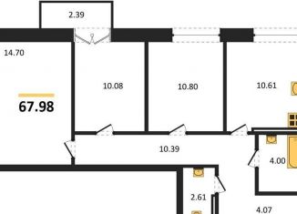 Трехкомнатная квартира на продажу, 68 м2, Новосибирск, Ленинский район, улица Титова, 48