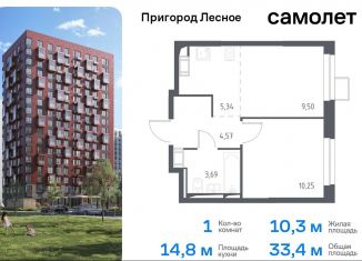 Продажа 1-комнатной квартиры, 33.4 м2, Московская область, микрорайон Пригород Лесное, к5.2