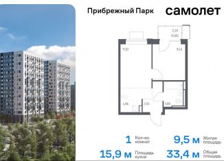 Однокомнатная квартира на продажу, 33.4 м2, Московская область, жилой комплекс Прибрежный Парк, 10.1