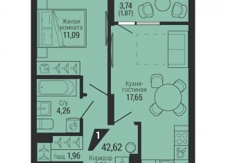 Продам 1-комнатную квартиру, 42.6 м2, Екатеринбург, улица 40-летия Октября