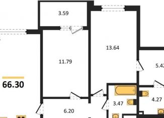 2-комнатная квартира на продажу, 66.3 м2, Воронеж, Ленинский район