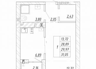 Продаю 1-ком. квартиру, 30 м2, Калининградская область