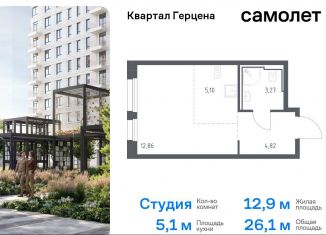 Продается квартира студия, 26.1 м2, Москва, жилой комплекс Квартал Герцена, к1, метро Зябликово