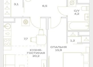 Продам 1-ком. квартиру, 51.1 м2, Москва