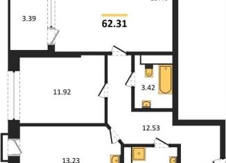 Продаю 2-комнатную квартиру, 62.3 м2, Воронеж, набережная Чуева, 7