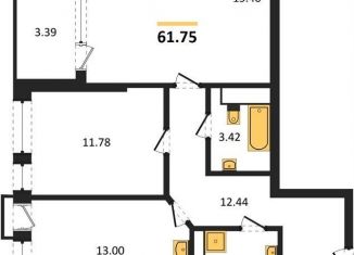 Продается 2-комнатная квартира, 61.8 м2, Воронеж, набережная Чуева, 7