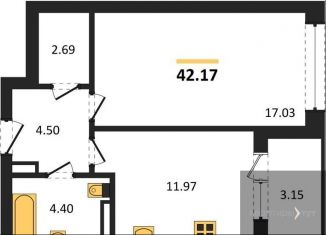 Продаю 1-комнатную квартиру, 42.2 м2, Воронеж